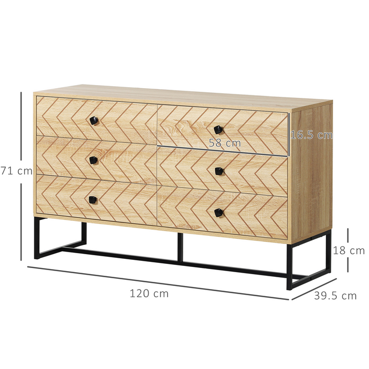 Stylish 6 Drawer Zigzag Chest - Sleek Storage Cabinet for Hallway, Bedroom, and Living Room - Durable Design with Anti-Tip Feature and Black Metal Handles, 71x120cm - Premium  from Home Treasures - Just £210.99! Shop now at Home Treasures