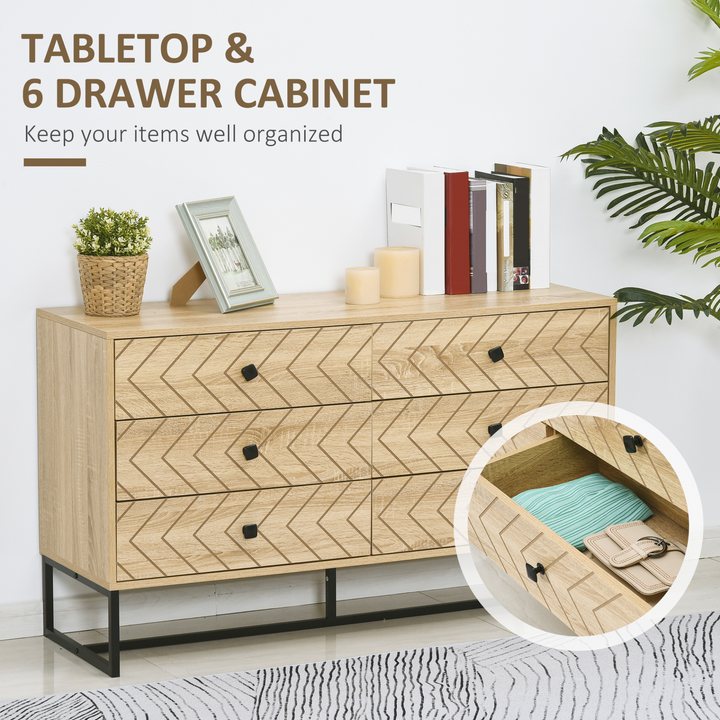 Stylish 6 Drawer Zigzag Chest - Sleek Storage Cabinet for Hallway, Bedroom, and Living Room - Durable Design with Anti-Tip Feature and Black Metal Handles, 71x120cm - Premium  from Home Treasures - Just £210.99! Shop now at Home Treasures