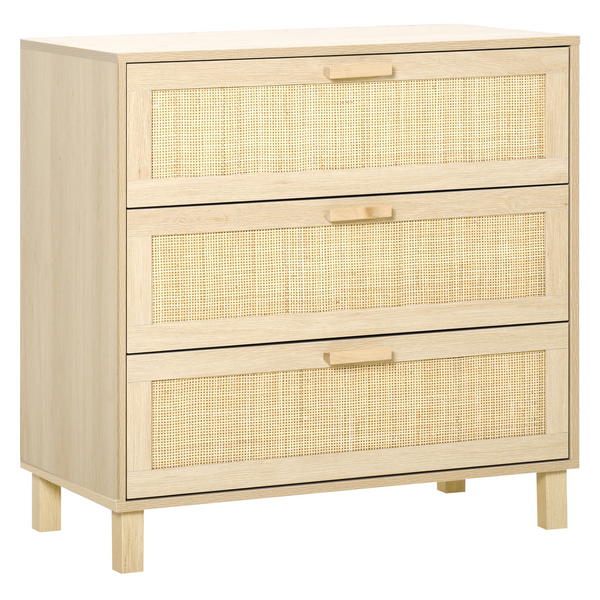 3-Drawer Rattan Design Chest of Drawers – Stylish Storage Cabinet for Bedroom, Living Room, Closet, and Hallway - Premium  from Home Treasures - Just £115.99! Shop now at Home Treasures