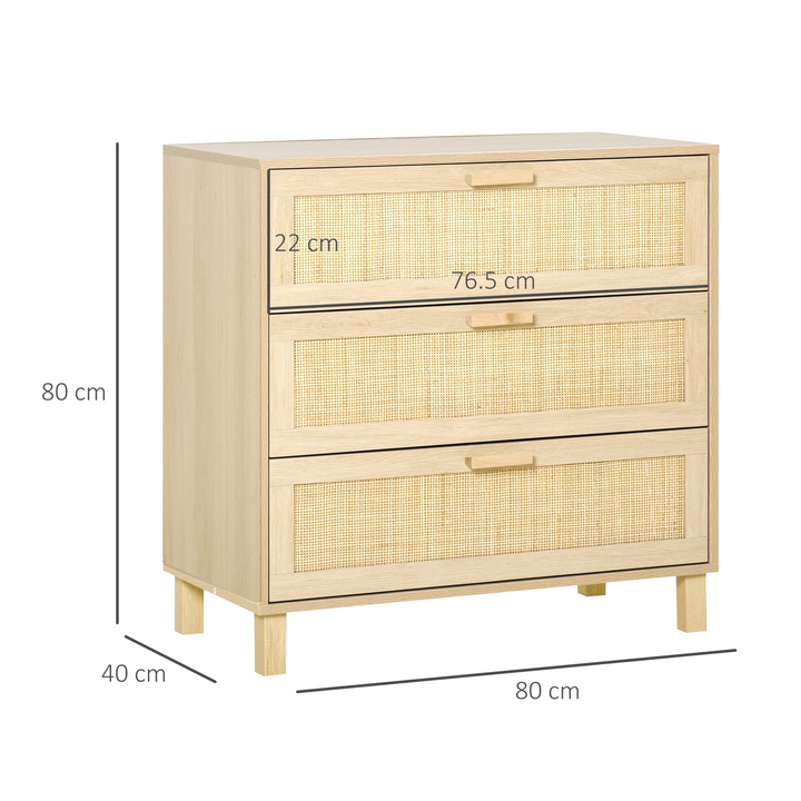 3-Drawer Rattan Design Chest of Drawers – Stylish Storage Cabinet for Bedroom, Living Room, Closet, and Hallway - Premium  from Home Treasures - Just £115.99! Shop now at Home Treasures