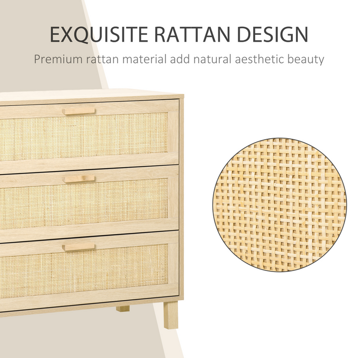 3-Drawer Rattan Design Chest of Drawers – Stylish Storage Cabinet for Bedroom, Living Room, Closet, and Hallway - Premium  from Home Treasures - Just £115.99! Shop now at Home Treasures