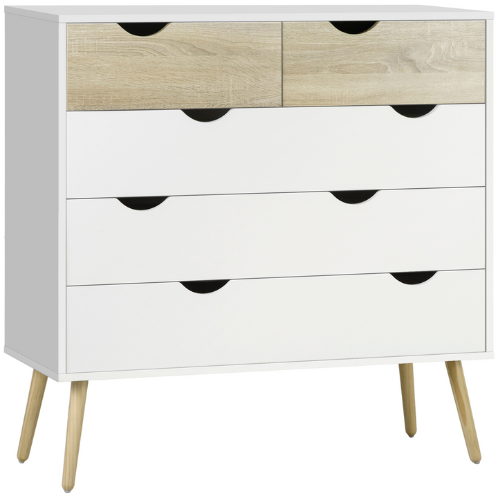 Scandinavian Style Chest of Drawers - White & Oak | 5 Drawers for Bedroom Storage - Premium  from Home Treasures - Just £186.99! Shop now at Home Treasures