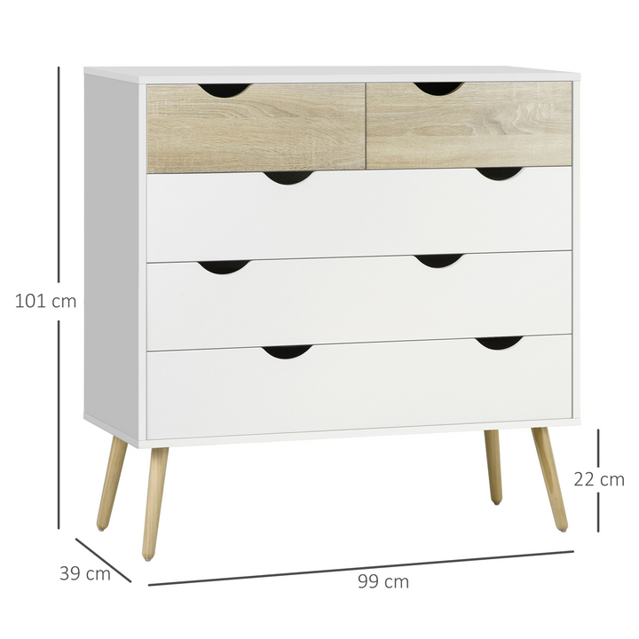 Scandinavian Style Chest of Drawers - White & Oak | 5 Drawers for Bedroom Storage - Premium  from Home Treasures - Just £186.99! Shop now at Home Treasures