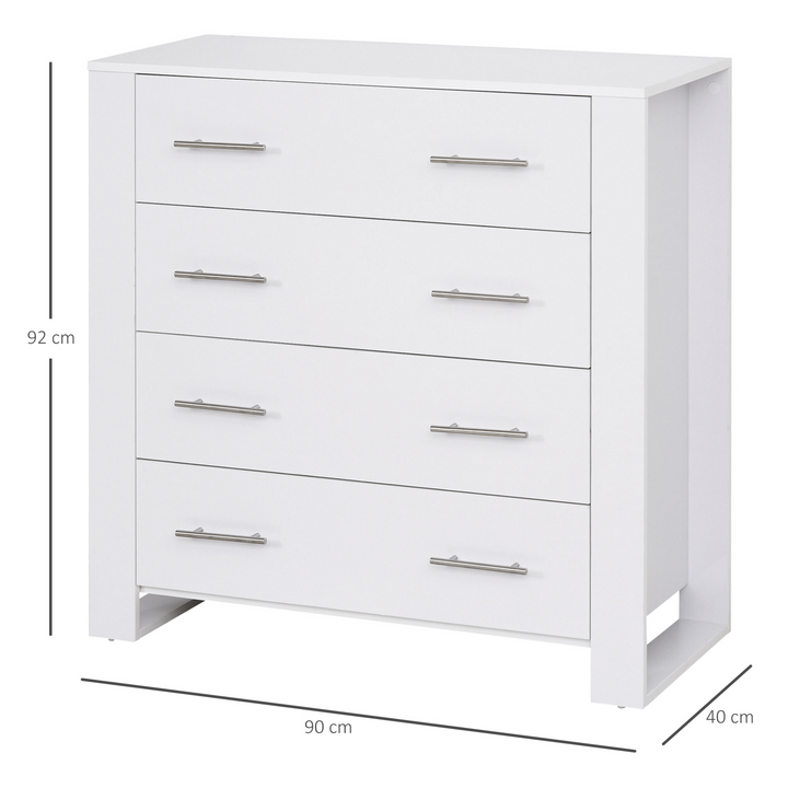 Elegant 4-Drawer Storage Cabinet for Bedroom & Living Room - White, Freestanding with Metal Handles - Premium  from Home Treasures - Just £141.99! Shop now at Home Treasures