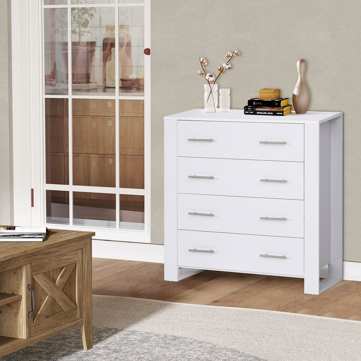 Elegant 4-Drawer Storage Cabinet for Bedroom & Living Room - White, Freestanding with Metal Handles - Premium  from Home Treasures - Just £141.99! Shop now at Home Treasures