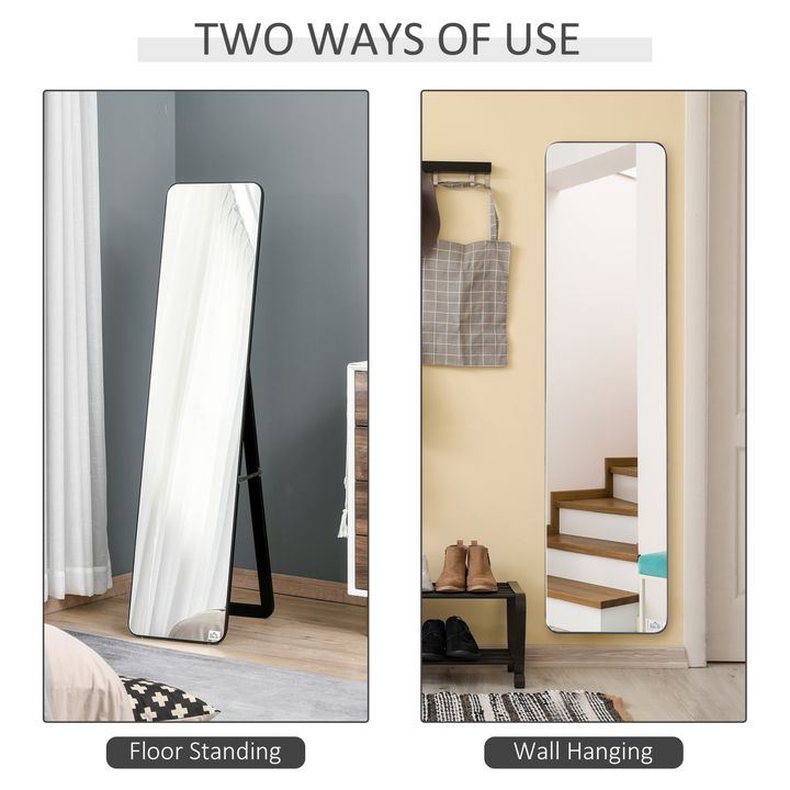 Full Length Freestanding & Wall Mounted Mirror, Tall Full Body Mirror for Bedroom & Hallway, Black - 160x37cm - Premium  from Home Treasures - Just £98.99! Shop now at Home Treasures