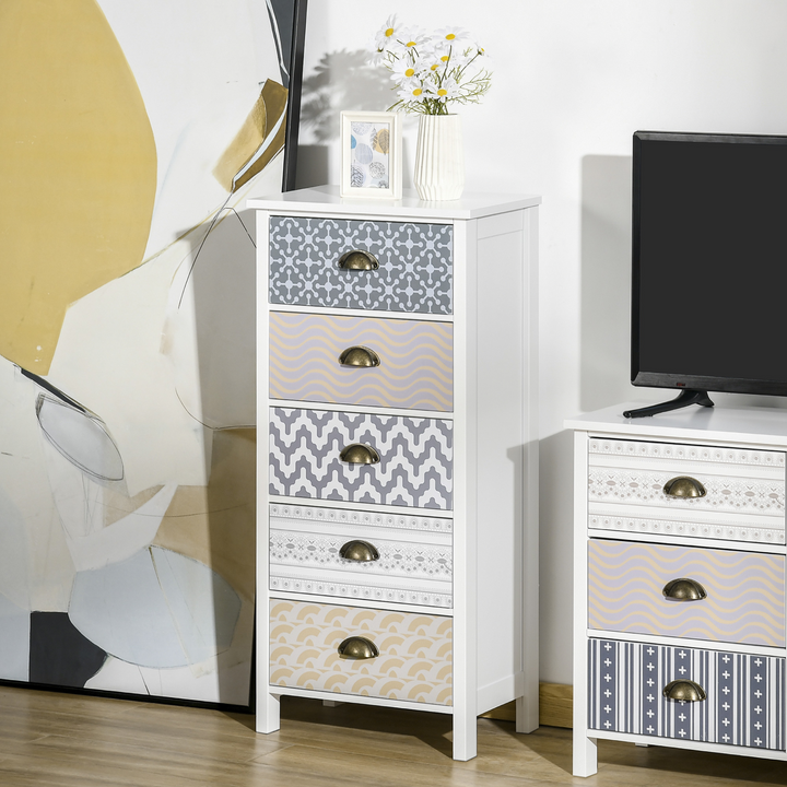 Tallboy Chest of Drawers w/ Metal Handles (Multi-Coloured) - Premium  from Home Treasures - Just £121.99! Shop now at Home Treasures