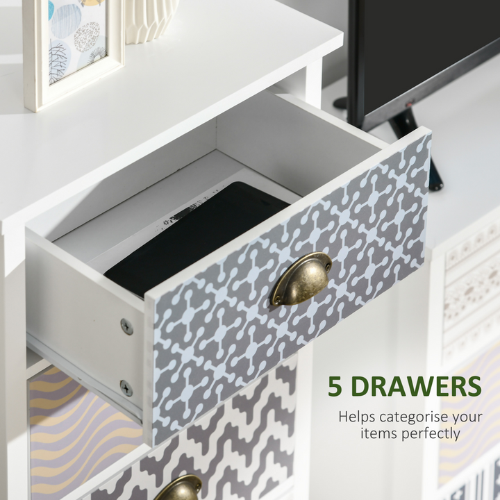 Stylish Multi-Coloured Tallboy Chest of Drawers with Metal Handles - 5 Spacious Storage Drawers - Premium  from Home Treasures - Just £121.99! Shop now at Home Treasures