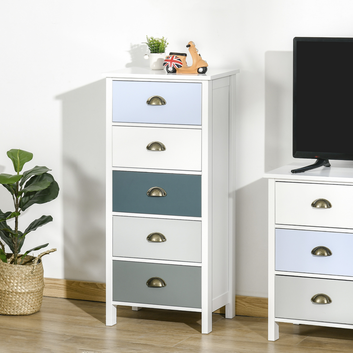 Slim 5-Drawer Storage Cabinet Organizer with Metal Handles - Perfect for Living Rooms & Bedrooms - Premium  from Home Treasures - Just £121.99! Shop now at Home Treasures