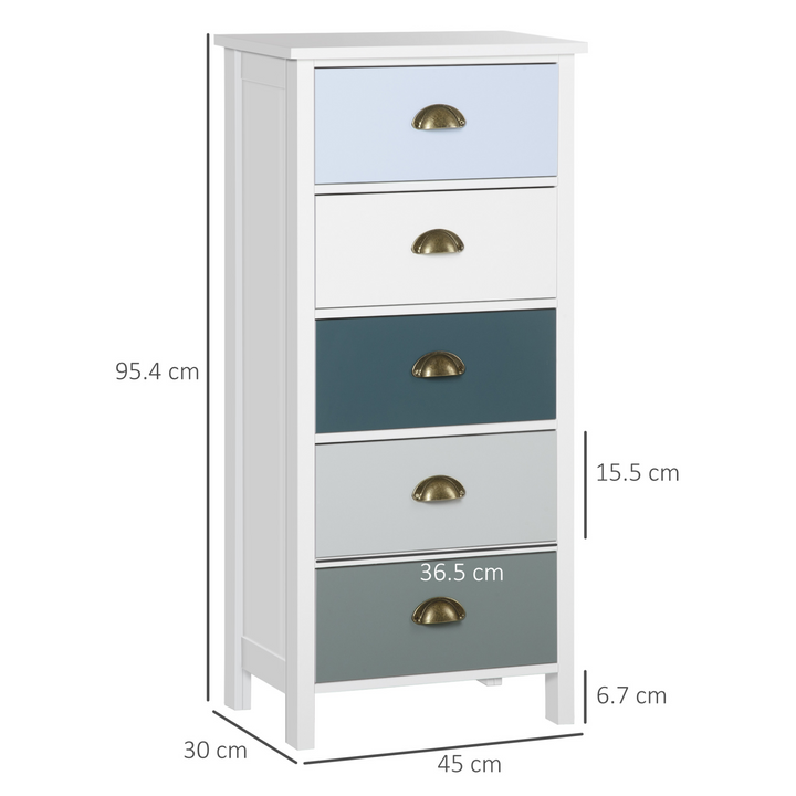 Slim 5-Drawer Storage Cabinet Organizer with Metal Handles - Perfect for Living Rooms & Bedrooms - Premium  from Home Treasures - Just £121.99! Shop now at Home Treasures