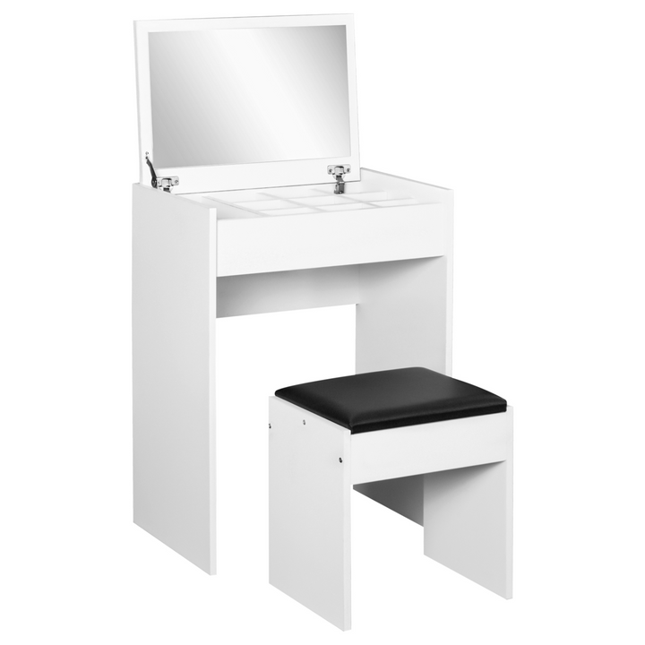 Elegant White Dressing Table Set with Flip-up Mirror and Padded Stool – Multi-purpose Vanity Desk - Premium  from Home Treasures - Just £88.99! Shop now at Home Treasures