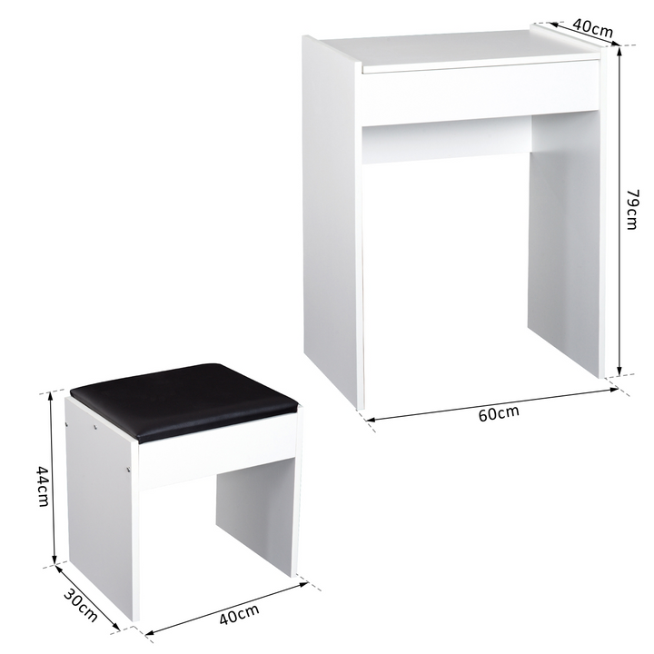 Elegant White Dressing Table Set with Flip-up Mirror and Padded Stool – Multi-purpose Vanity Desk - Premium  from Home Treasures - Just £88.99! Shop now at Home Treasures