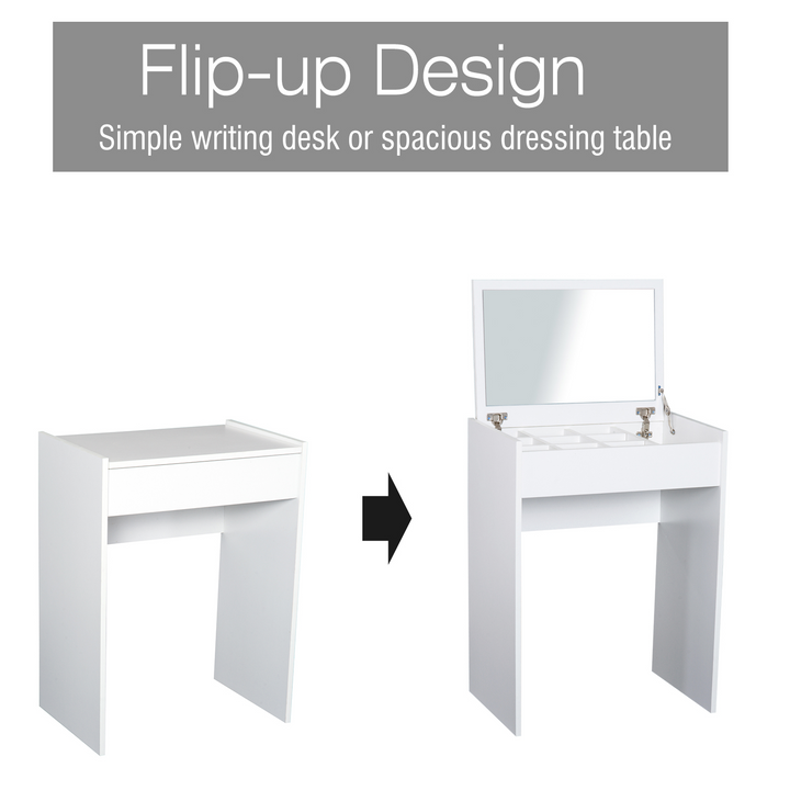 Elegant White Dressing Table Set with Flip-up Mirror and Padded Stool – Multi-purpose Vanity Desk - Premium  from Home Treasures - Just £88.99! Shop now at Home Treasures