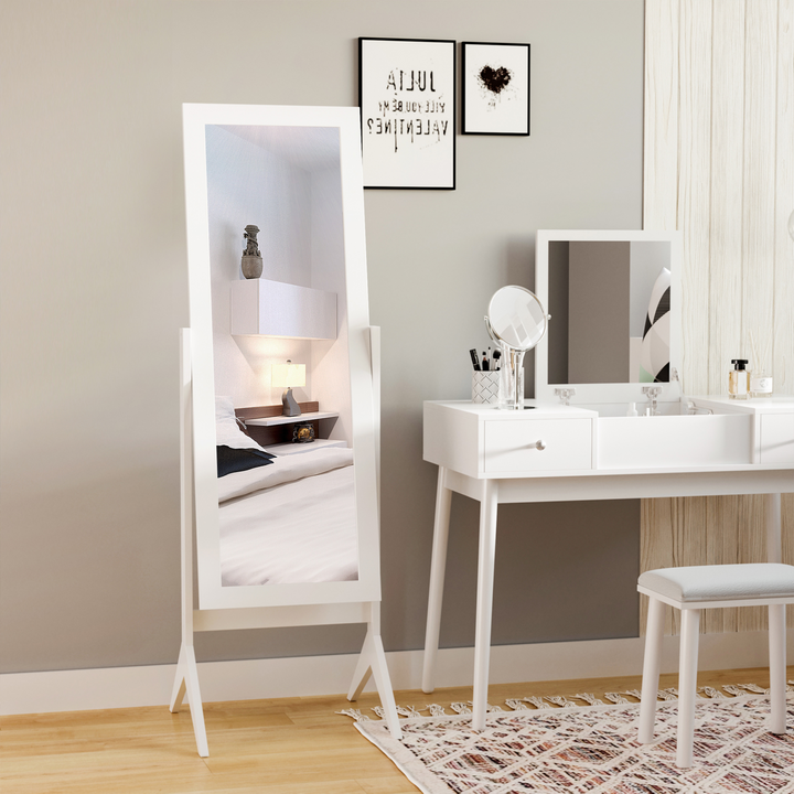 Freestanding Full-Length Dressing Mirror, Adjustable Angle, 148x47cm, White - Perfect for Bedroom, Bathroom, Hallway - Premium  from Home Treasures - Just £76.99! Shop now at Home Treasures