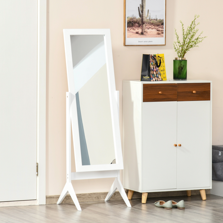 Freestanding Full-Length Dressing Mirror, Adjustable Angle, 148x47cm, White - Perfect for Bedroom, Bathroom, Hallway - Premium  from Home Treasures - Just £76.99! Shop now at Home Treasures