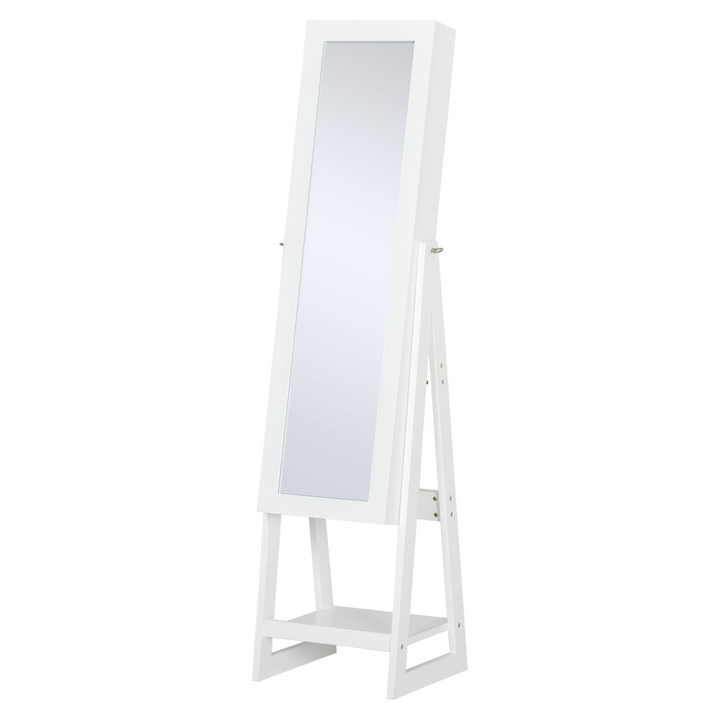 LED Light Jewelry Cabinet Armoire with Full-Length Mirror, Adjustable Shelves, and Drawers - White - Premium  from Home Treasures - Just £138.99! Shop now at Home Treasures