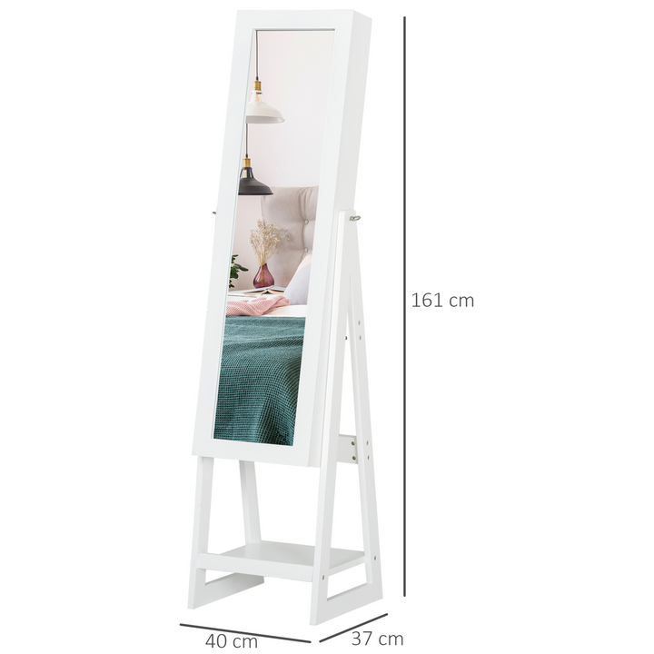 LED Light Jewelry Cabinet Armoire with Full-Length Mirror, Adjustable Shelves, and Drawers - White - Premium  from Home Treasures - Just £138.99! Shop now at Home Treasures