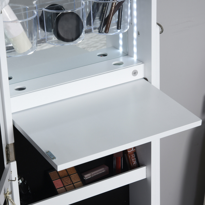 LED Light Jewelry Cabinet Armoire with Full-Length Mirror, Adjustable Shelves, and Drawers - White - Premium  from Home Treasures - Just £138.99! Shop now at Home Treasures