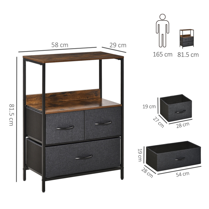 3 Drawer Storage Chest Unit - Versatile Black Home Cabinet with Shelves for Living Room, Bedroom, and Entryway Furniture - Premium  from Home Treasures - Just £66.99! Shop now at Home Treasures