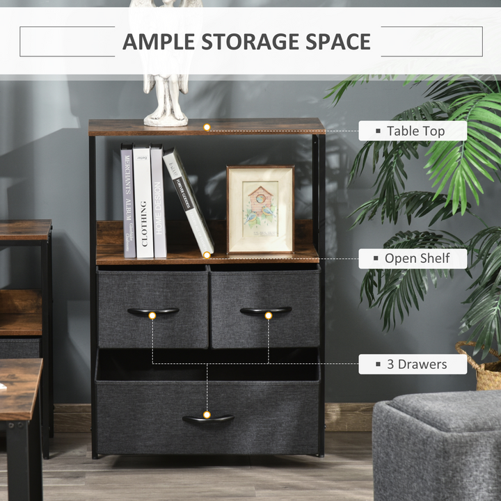 3 Drawer Storage Chest Unit - Versatile Black Home Cabinet with Shelves for Living Room, Bedroom, and Entryway Furniture - Premium  from Home Treasures - Just £66.99! Shop now at Home Treasures