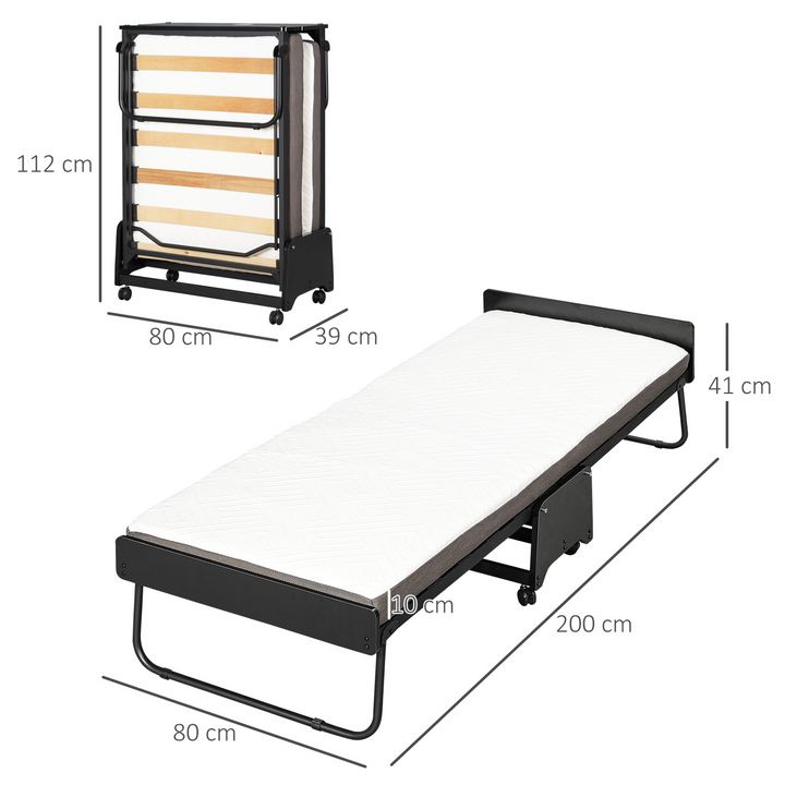 Folding Bed with Memory Foam Mattress - Portable Guest Bed 200 x 80 x 41cm, Space-Saving Design, Comfortable Sleep Solution - Premium  from Home Treasures - Just £200.99! Shop now at Home Treasures