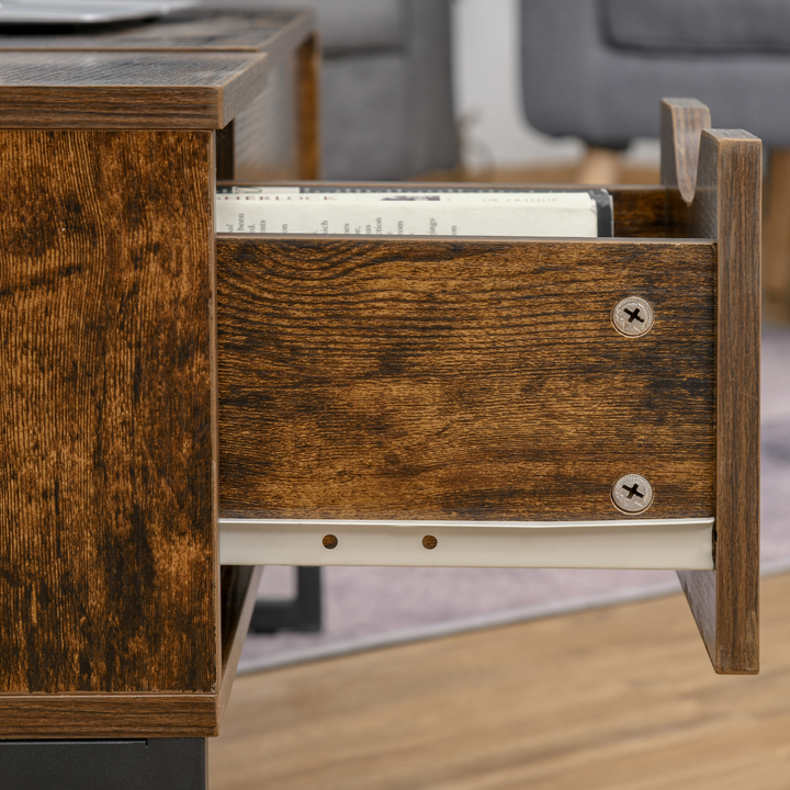 Extendable Lift Top Coffee Table with Hidden Storage Compartment, Durable Metal Frame, Smooth Particle Board Surface, Brown - Premium  from Home Treasures - Just £161.99! Shop now at Home Treasures