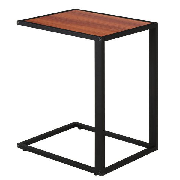 Industrial Accent Table with Walnut Wood Top and Black Metal Frame - C-Shape Design, Adjustable Feet, Sturdy Steel Frame - Premium  from Home Treasures - Just £35.99! Shop now at Home Treasures