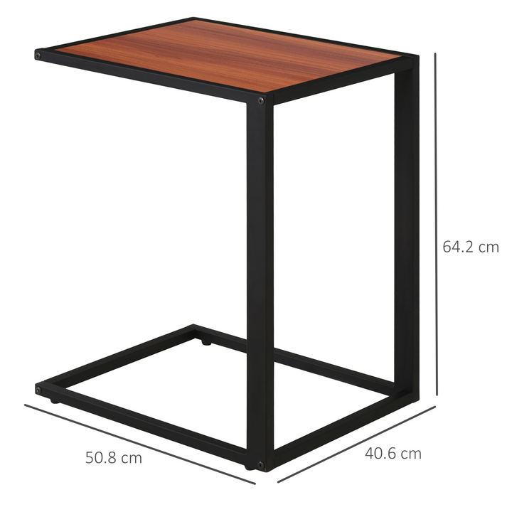 Industrial Accent Table with Walnut Wood Top and Black Metal Frame - C-Shape Design, Adjustable Feet, Sturdy Steel Frame - Premium  from Home Treasures - Just £35.99! Shop now at Home Treasures