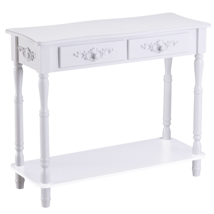 Modern Console Table with Storage Shelves and Drawers - White, Stylish & Durable - Ideal for Living Room, Entryway, Bedroom - Premium  from Home Treasures - Just £96.99! Shop now at Home Treasures