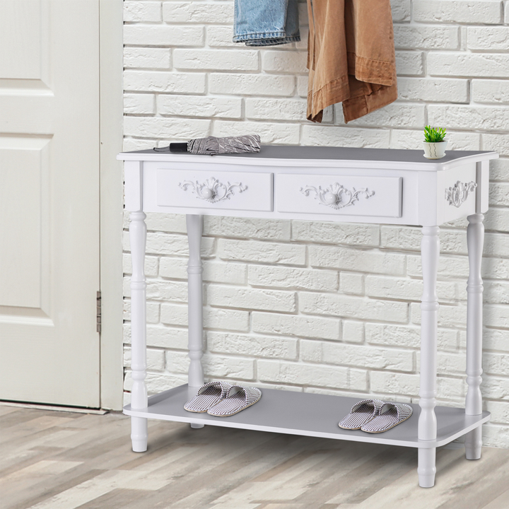 Modern Console Table with Storage Shelves and Drawers - White, Stylish & Durable - Ideal for Living Room, Entryway, Bedroom - Premium  from Home Treasures - Just £96.99! Shop now at Home Treasures