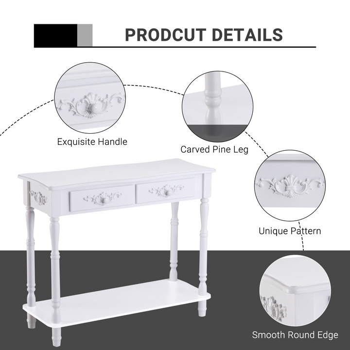 Modern Console Table with Storage Shelves and Drawers - White, Stylish & Durable - Ideal for Living Room, Entryway, Bedroom - Premium  from Home Treasures - Just £96.99! Shop now at Home Treasures