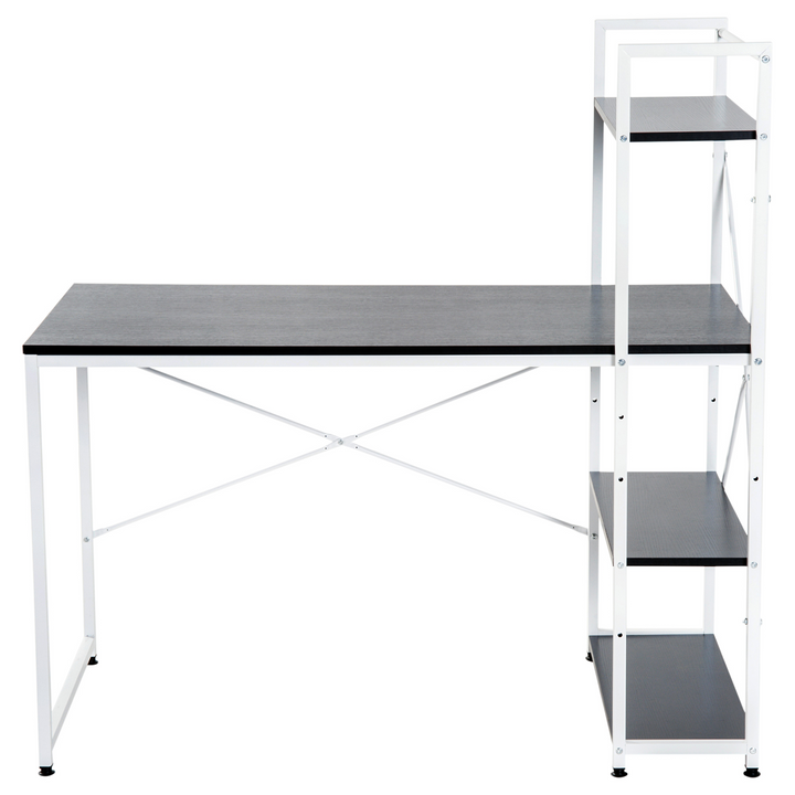 Modern Metal Framed Work Desk with Adjustable 4-Tier Storage Shelves - Black & White, 120 x 64 x 121cm - Premium  from Home Treasures - Just £75.99! Shop now at Home Treasures