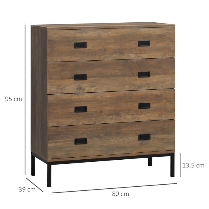 Rustic 4-Drawer Chest of Drawers with Metal Frame – Stylish Storage Organizer for Bedroom & Living Room - Premium  from Home Treasures - Just £144.99! Shop now at Home Treasures