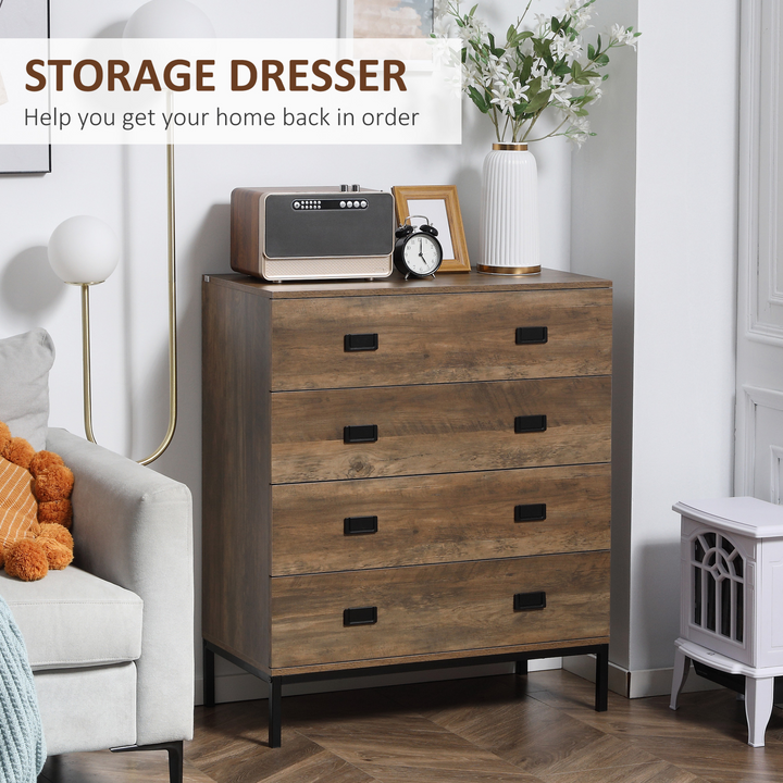 Rustic 4-Drawer Chest of Drawers with Metal Frame – Stylish Storage Organizer for Bedroom & Living Room - Premium  from Home Treasures - Just £144.99! Shop now at Home Treasures