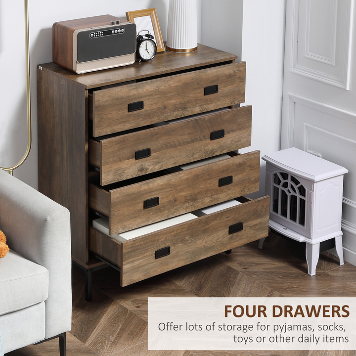 Rustic 4-Drawer Chest of Drawers with Metal Frame – Stylish Storage Organizer for Bedroom & Living Room - Premium  from Home Treasures - Just £144.99! Shop now at Home Treasures