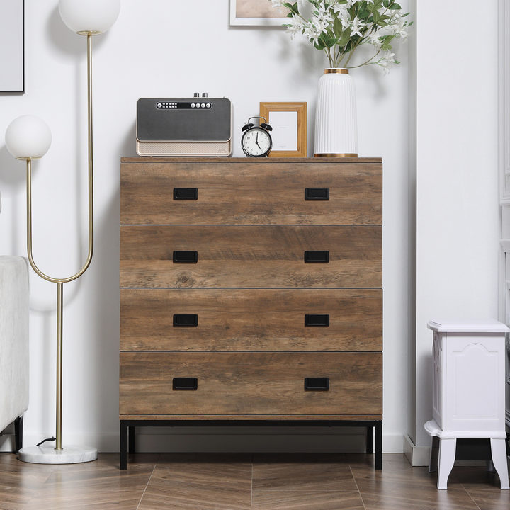 Rustic 4-Drawer Chest of Drawers with Metal Frame – Stylish Storage Organizer for Bedroom & Living Room - Premium  from Home Treasures - Just £144.99! Shop now at Home Treasures