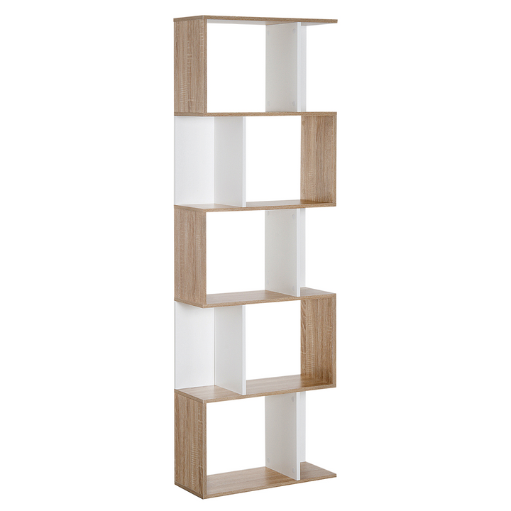 S Shaped Bookcase 5 Tier (Natural) - Modern Display Shelf Organizer for Home and Office - Premium  from Home Treasures - Just £72.99! Shop now at Home Treasures