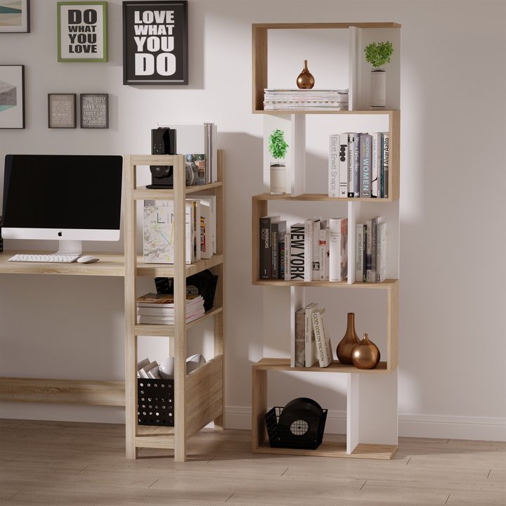 S Shaped Bookcase 5 Tier (Natural) - Premium  from Home Treasures - Just £75.99! Shop now at Home Treasures