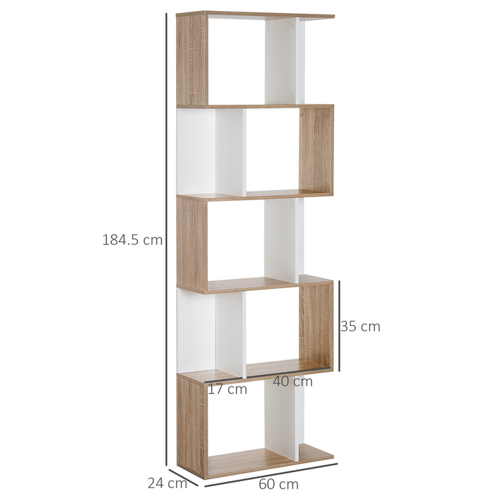 S Shaped Bookcase 5 Tier (Natural) - Modern Display Shelf Organizer for Home and Office - Premium  from Home Treasures - Just £72.99! Shop now at Home Treasures