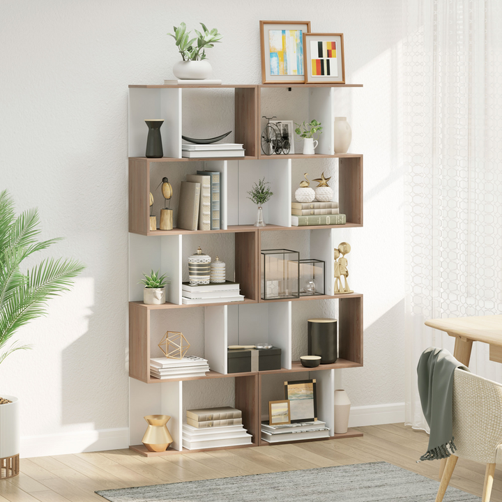 S Shaped Bookcase 5 Tier (Natural) - Premium  from Home Treasures - Just £72.99! Shop now at Home Treasures