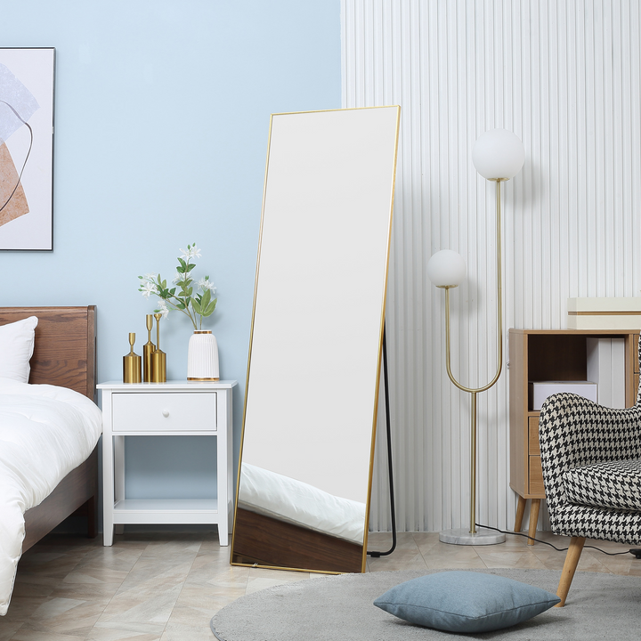 Full Length Mirror Wall-Mounted & Freestanding with Gold Frame - 160x50 cm Dressing Mirror for Bedroom & Living Room - Premium  from Home Treasures - Just £104.99! Shop now at Home Treasures