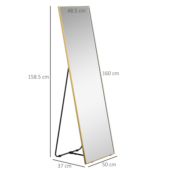 Full Length Mirror Wall-Mounted & Freestanding with Gold Frame - 160x50 cm Dressing Mirror for Bedroom & Living Room - Premium  from Home Treasures - Just £104.99! Shop now at Home Treasures