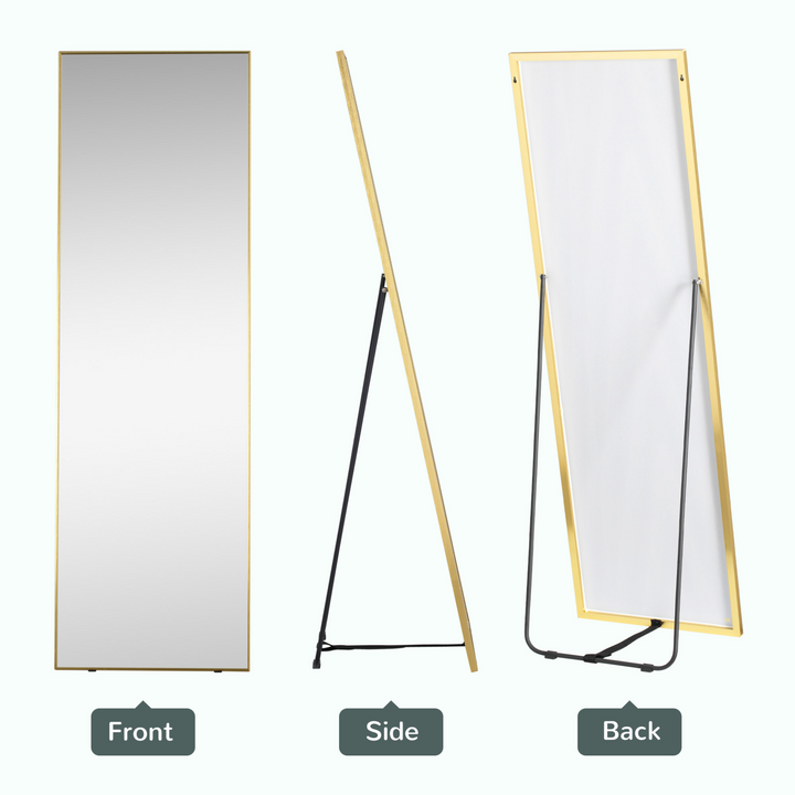 Full Length Mirror Wall-Mounted & Freestanding with Gold Frame - 160x50 cm Dressing Mirror for Bedroom & Living Room - Premium  from Home Treasures - Just £104.99! Shop now at Home Treasures