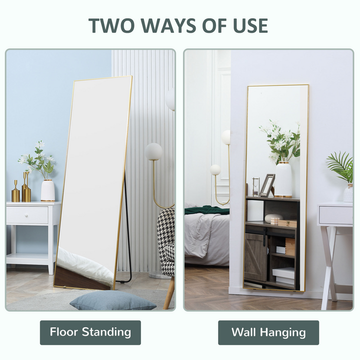 Full Length Mirror Wall-Mounted & Freestanding with Gold Frame - 160x50 cm Dressing Mirror for Bedroom & Living Room - Premium  from Home Treasures - Just £104.99! Shop now at Home Treasures