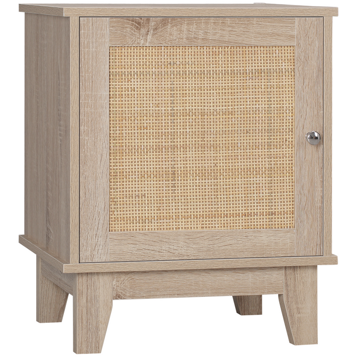 Modern Nightstand with Rattan Cupboard - Elegant Bedside Storage for Bedroom & Living Room - Premium  from Home Treasures - Just £71.99! Shop now at Home Treasures