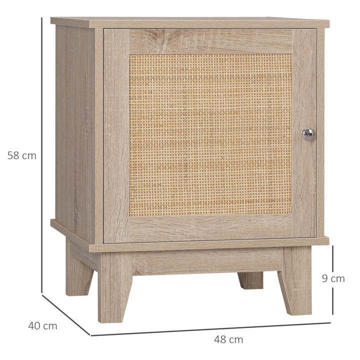 Modern Nightstand with Rattan Cupboard - Elegant Bedside Storage for Bedroom & Living Room - Premium  from Home Treasures - Just £71.99! Shop now at Home Treasures