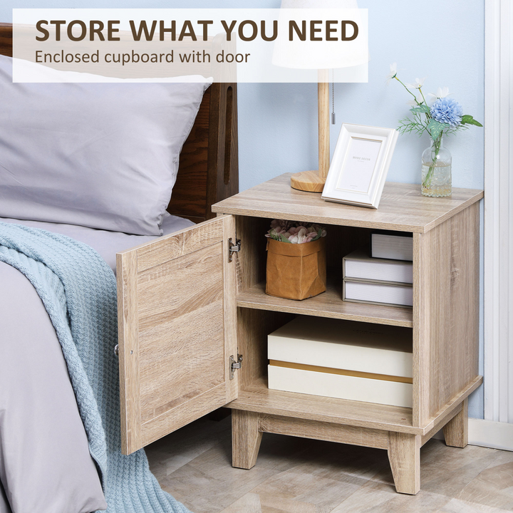 Modern Nightstand with Rattan Cupboard - Elegant Bedside Storage for Bedroom & Living Room - Premium  from Home Treasures - Just £71.99! Shop now at Home Treasures