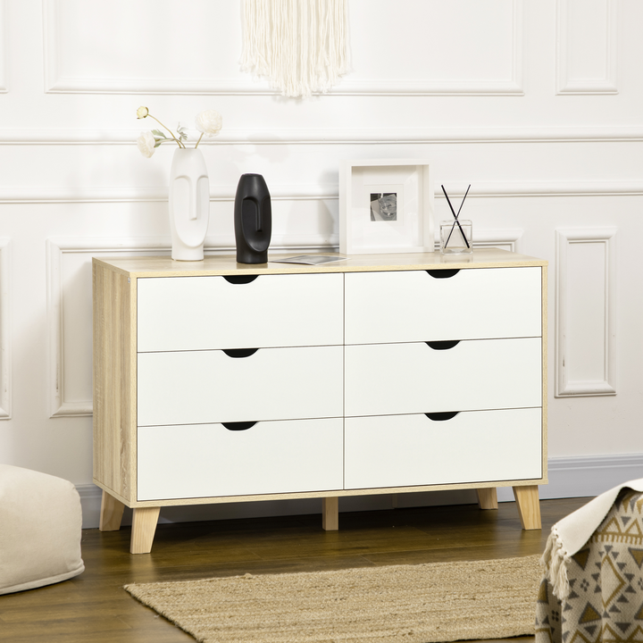 Wide Chest of Drawers (White & Light Brown) - Premium  from Home Treasures - Just £164.99! Shop now at Home Treasures