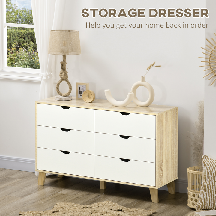 Wide Chest of Drawers (White & Light Brown) - Premium  from Home Treasures - Just £158.99! Shop now at Home Treasures