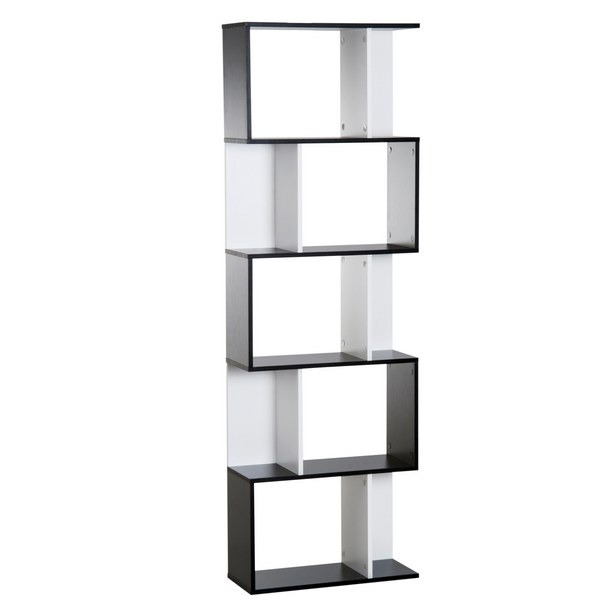 S Shape 5-Tier Bookcase (Black) - Modern Storage Shelf for Home & Office - Premium  from Home Treasures - Just £77.99! Shop now at Home Treasures